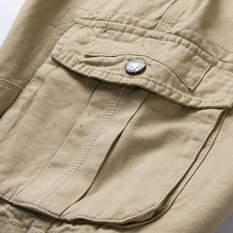 Pantalón corto cargo informal con múltiples bolsillos para hombre - Estilo urbano y funcional para la aventura y el día a día