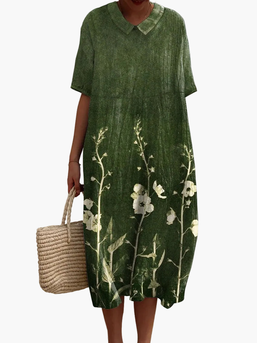 Abito estivo ampio con motivo floreale per donna, stile informale ed elegante