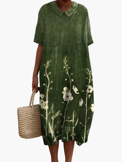 Abito estivo ampio con motivo floreale per donna, stile informale ed elegante