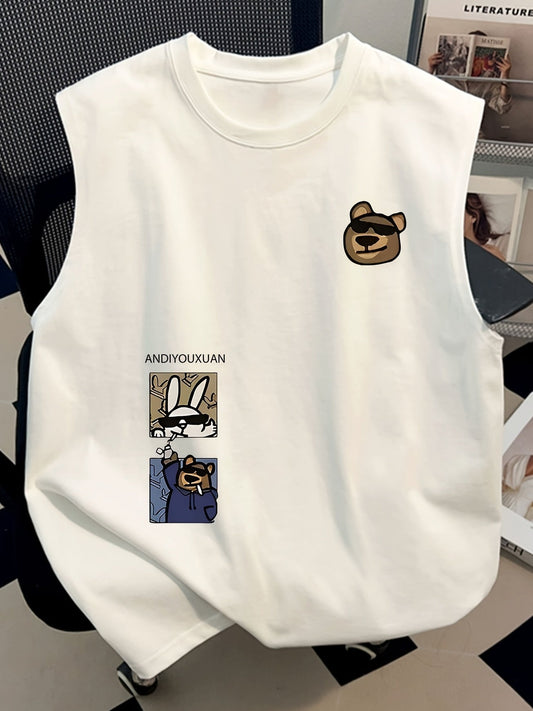 Débardeur sans manches unisexe style streetwear avec imprimés graphiques animaux amusants – Mode urbaine tendance