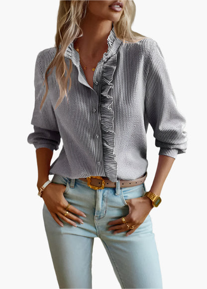 Chemisier Femme Élégant à Volants Style Décontracté et Chic pour Bureau et Quotidien