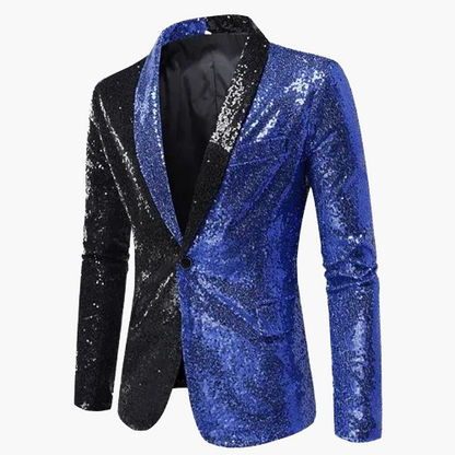 Veste de soirée homme style smoking, motif géométrique brillant, idéale pour fêtes et événements élégants