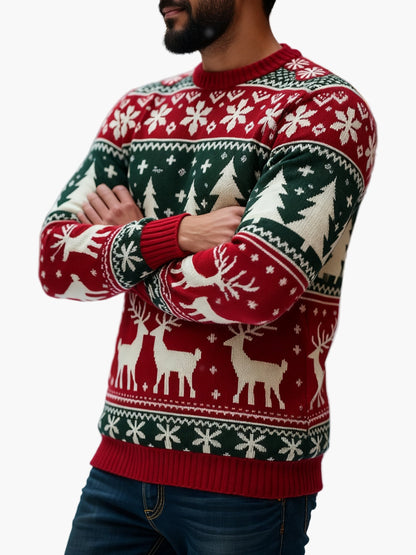 Pull de Noël homme à motifs festifs pour fêtes et hiver