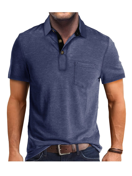 Casual herenpolo met borstzak, elegante stijl voor dagelijks gebruik of op kantoor