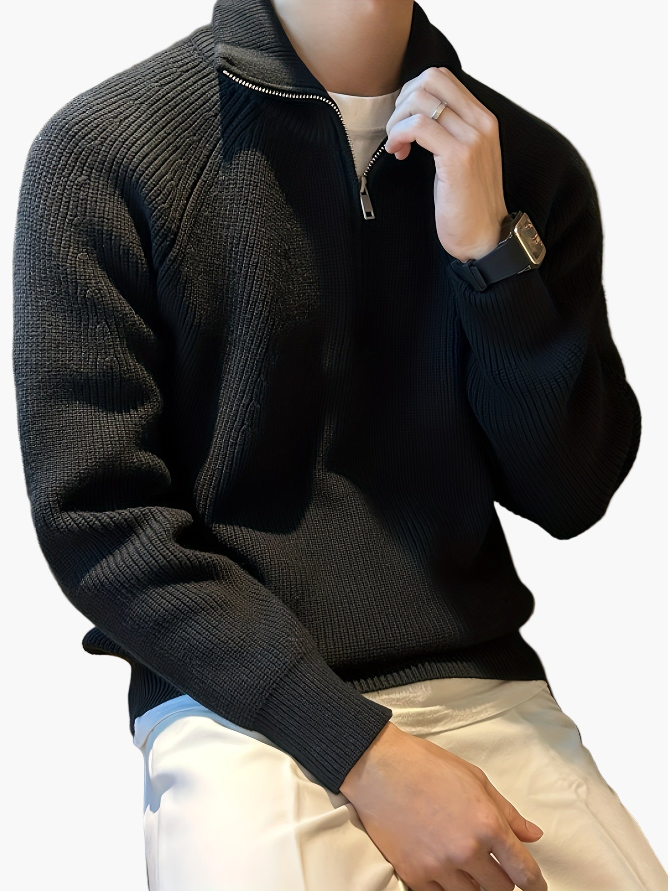 Pull homme casual à col zippé style moderne pour automne/hiver