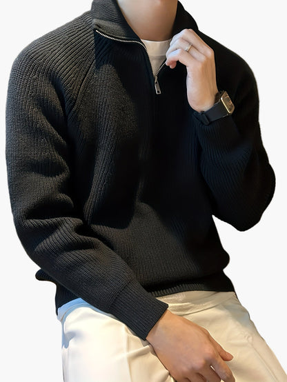 Pull homme casual à col zippé style moderne pour automne/hiver