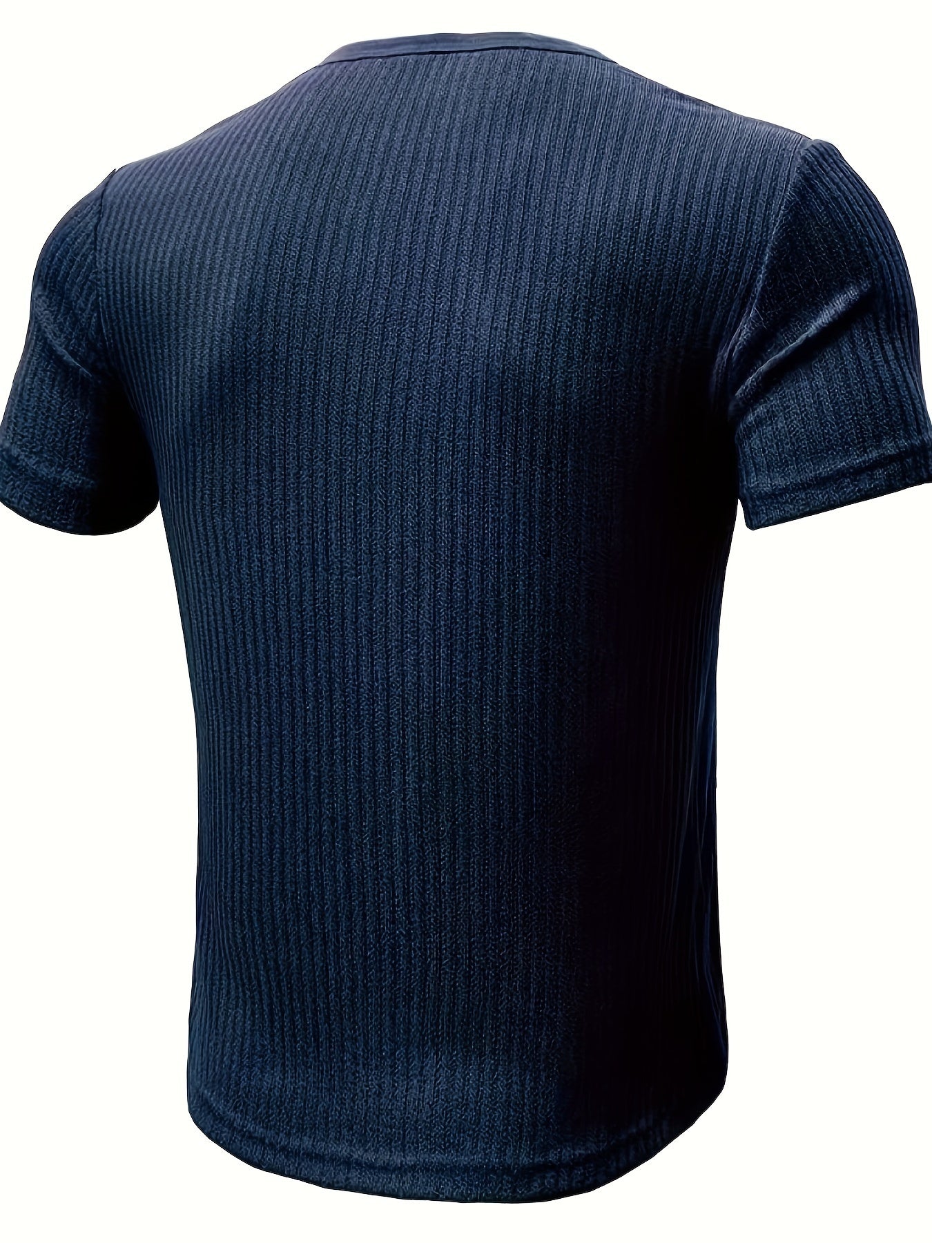 T-shirt casual a maniche corte da uomo stile Henley con bottoni a righe