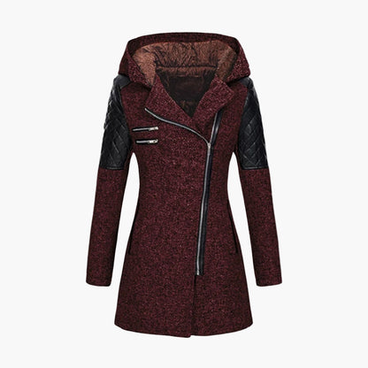 Manteau femme style tweed capuche, élégant et moderne pour l’hiver