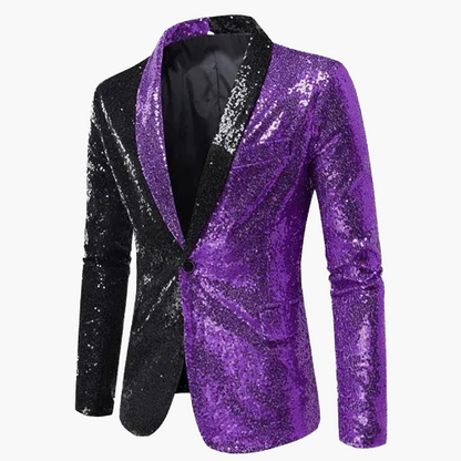 Veste de soirée homme style smoking, motif géométrique brillant, idéale pour fêtes et événements élégants