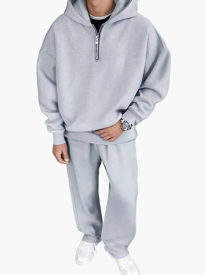 Ensemble décontracté pour homme avec sweat à capuche zippé et pantalon – Style urbain tendance pour automne/hiver