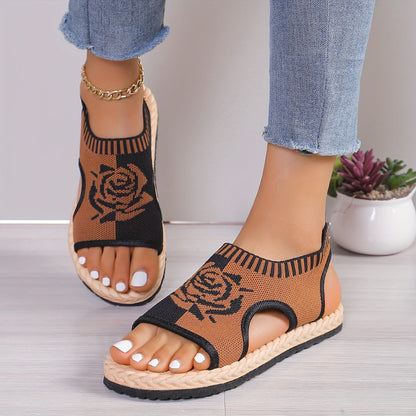 Dames casual sandalen met bloemenpatroon voor de zomer, bohemien chique stijl, dagelijks comfort