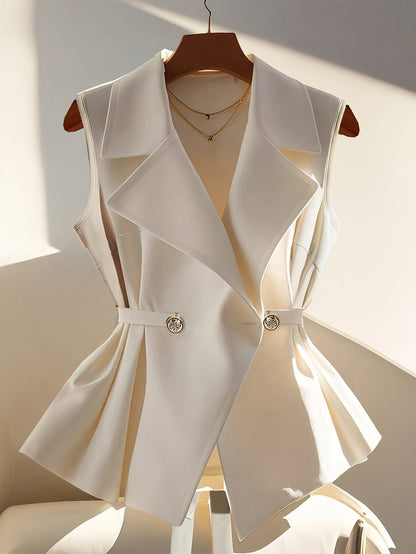 Gilet sans manches femme style tailleur chic pour bureau ou événement