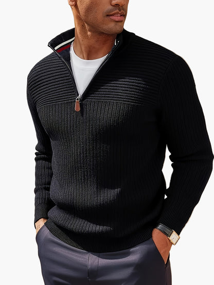 Pull col zippé demi-fermeture style casual pour homme - Idéal automne hiver