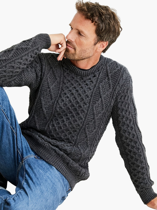 Pull homme style décontracté à col rond torsadé pour l'automne et l'hiver