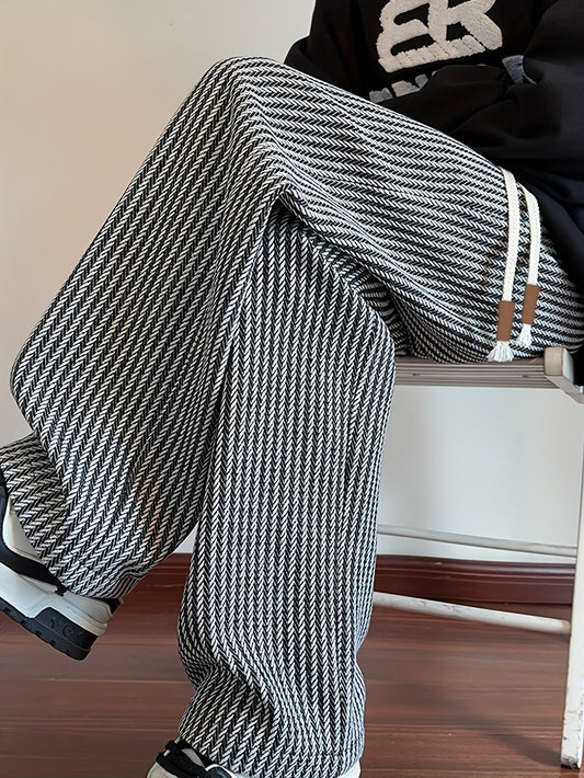 Casual pantalon met rechte pijpen voor heren in streetwearstijl met chevronmotief