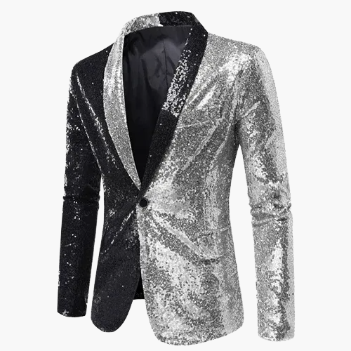 Veste de soirée homme style smoking, motif géométrique brillant, idéale pour fêtes et événements élégants