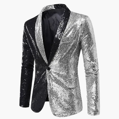 Veste de soirée homme style smoking, motif géométrique brillant, idéale pour fêtes et événements élégants