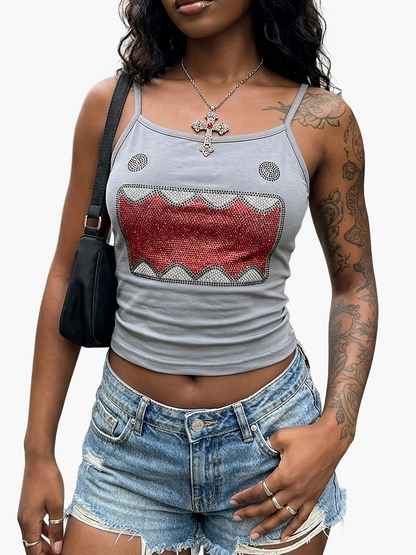 Dames tanktop Y2K geometrisch patroon stedelijke stijl voor een trendy zomerse look