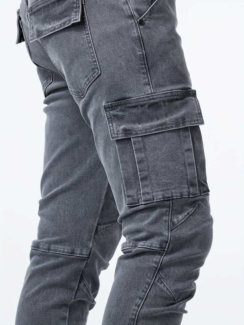 Pantalon Cargo en Denim Multi-Poches pour Hommes