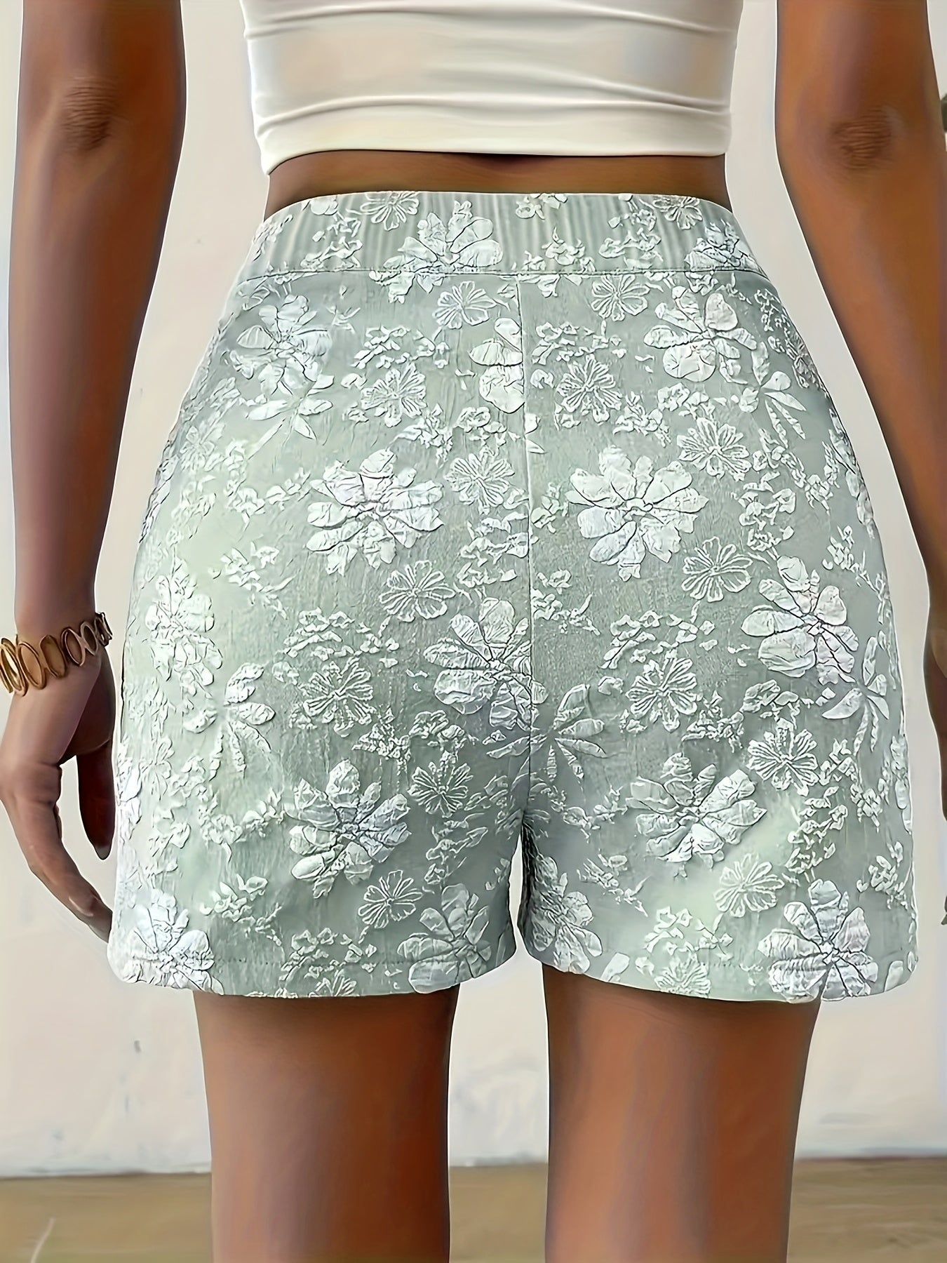 Short elegante para mujer, talle alto, bordado, estilo chic para el verano