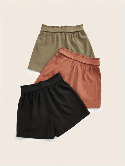 Short estivo a vita alta con cintura annodata da donna, stile casual per spiaggia e vacanze