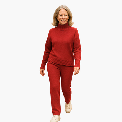 Ensemble Femme Pull Col Roulé et Pantalon Style Décontracté Élégant
