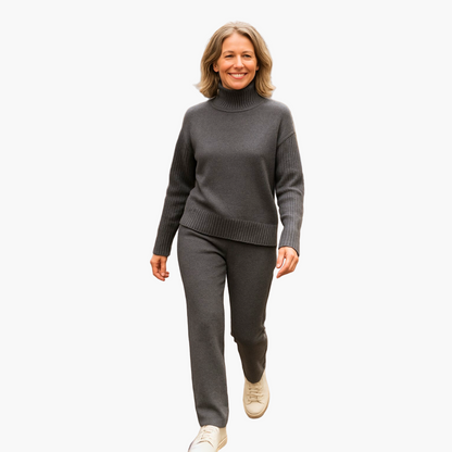 Ensemble Femme Pull Col Roulé et Pantalon Style Décontracté Élégant