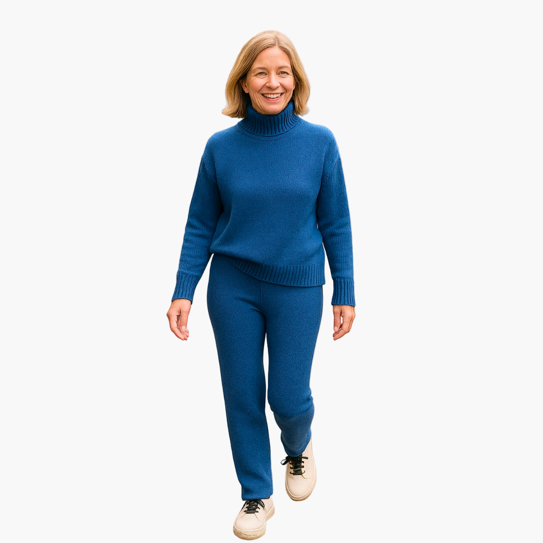 Ensemble Femme Pull Col Roulé et Pantalon Style Décontracté Élégant