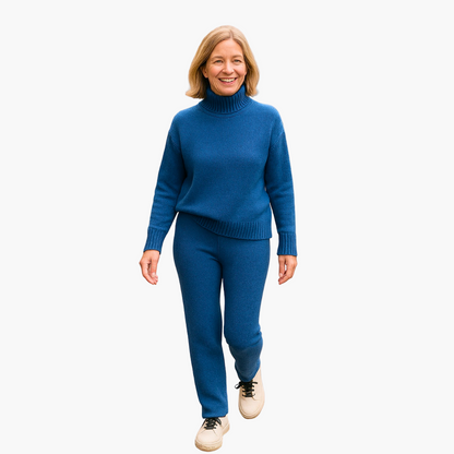 Ensemble Femme Pull Col Roulé et Pantalon Style Décontracté Élégant