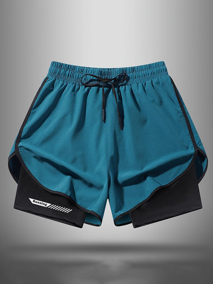 Short de sport homme 2-en-1 style running avec sous-short intégré
