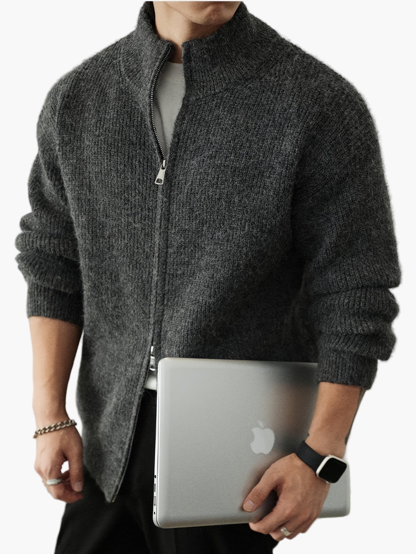 Gilet zippé col montant style décontracté pour homme – idéal toute saison