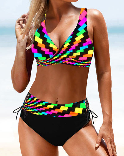 Mandy – Maillot de Bain Bikini Taille Haute Multicolore