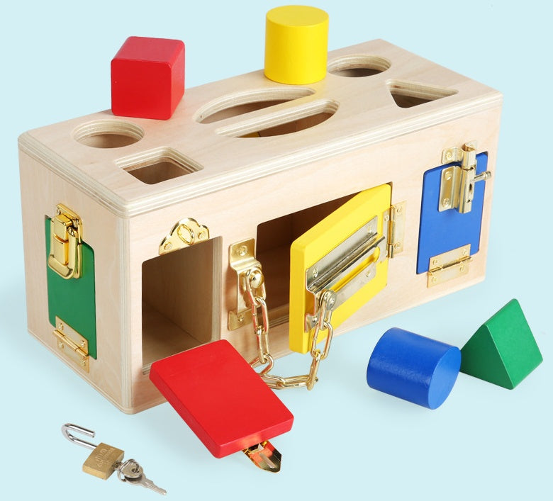 Coffret éducatif Montessori verrouillage formes pour enfants - Jouet pédagogique d'apprentissage