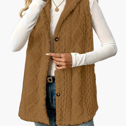 Gilet sans manches à capuche style torsadé pour femme, élégant et décontracté