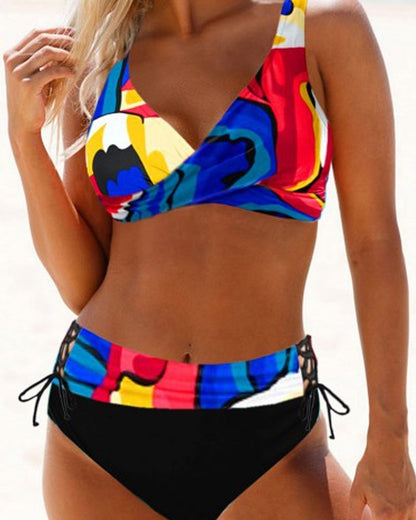 Mandy – Maillot de Bain Bikini Taille Haute Multicolore