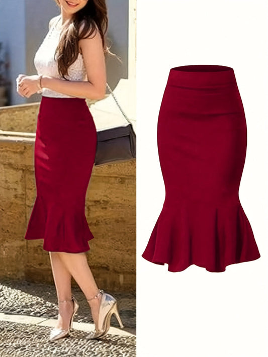 Falda midi sirena elegante para mujer estilo oficina y ocasiones especiales