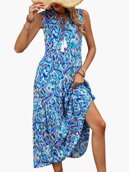 Robe Femme Élégante Sans Manches Style Bohème pour Été et Printemps
