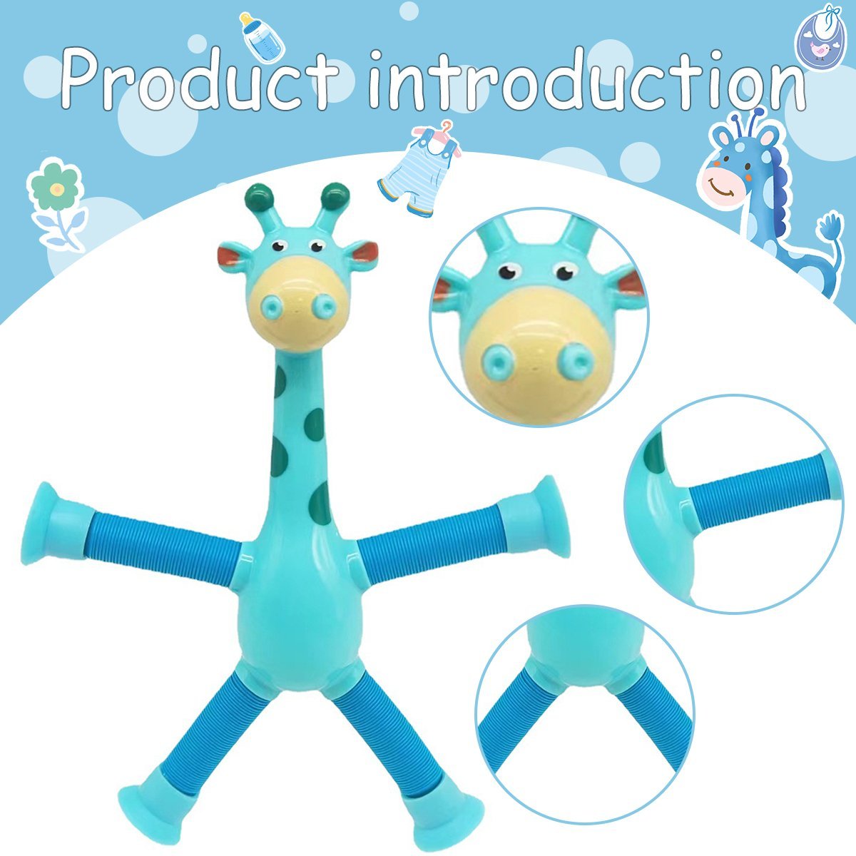 Jouet Girafe Télescopique à Ventouse pour Bébé et Enfant – Jouet Éducatif et Sensoriel Ludique