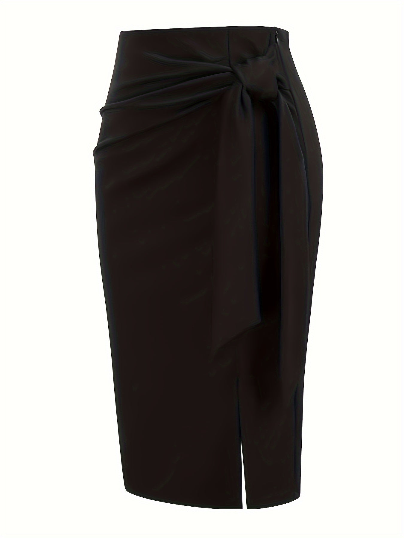 Jupe crayon élégante femme nouée à la taille, fente latérale, style bureau ou soirée