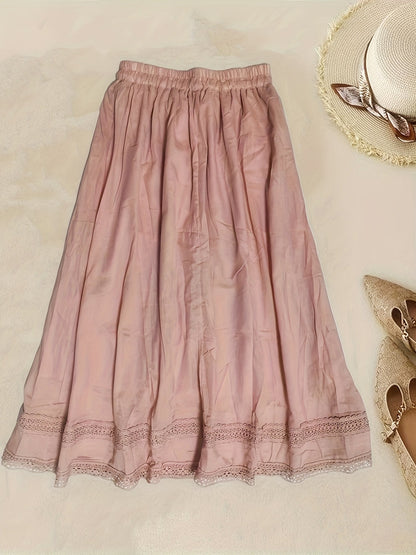 Jupe longue femme style bohème avec dentelle, élégante et fluide pour l'été