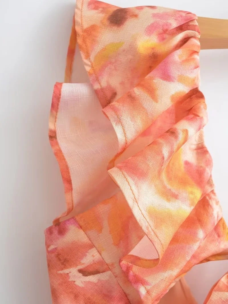 Robe longue femme style bohème à volants, sans manches, élégante pour l'été et occasions spéciales