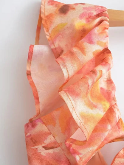 Robe longue femme style bohème à volants, sans manches, élégante pour l'été et occasions spéciales