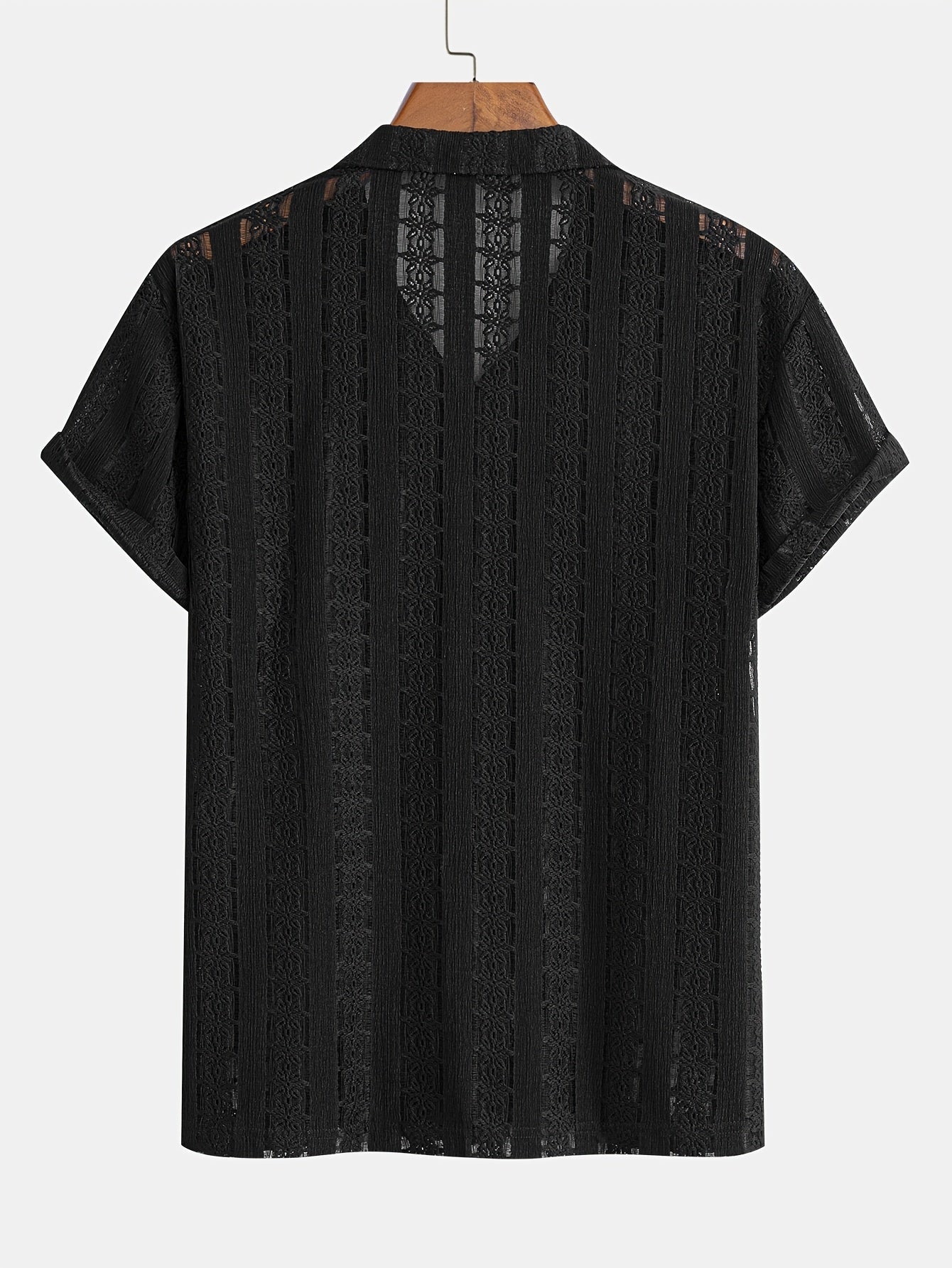 Camisa de vacaciones para hombre de manga corta, estilo resort, elegante y calada