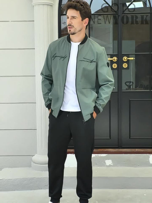 Casual baseballstijl jas voor heren – Stedelijke mode en dagelijkse elegantie