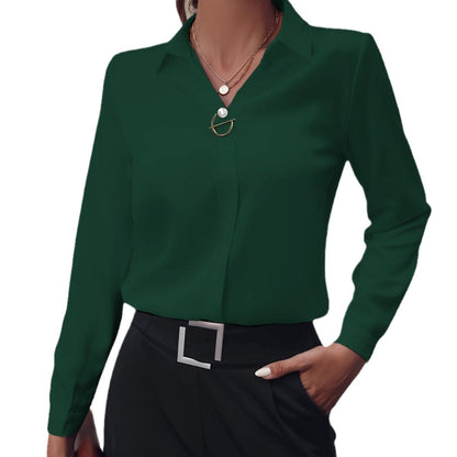 Chemisier élégant femme style business chic à col classique pour bureau et sorties