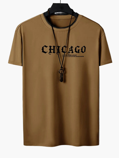 T-shirt homme style urbain imprimé CHICAGO tendance décontractée