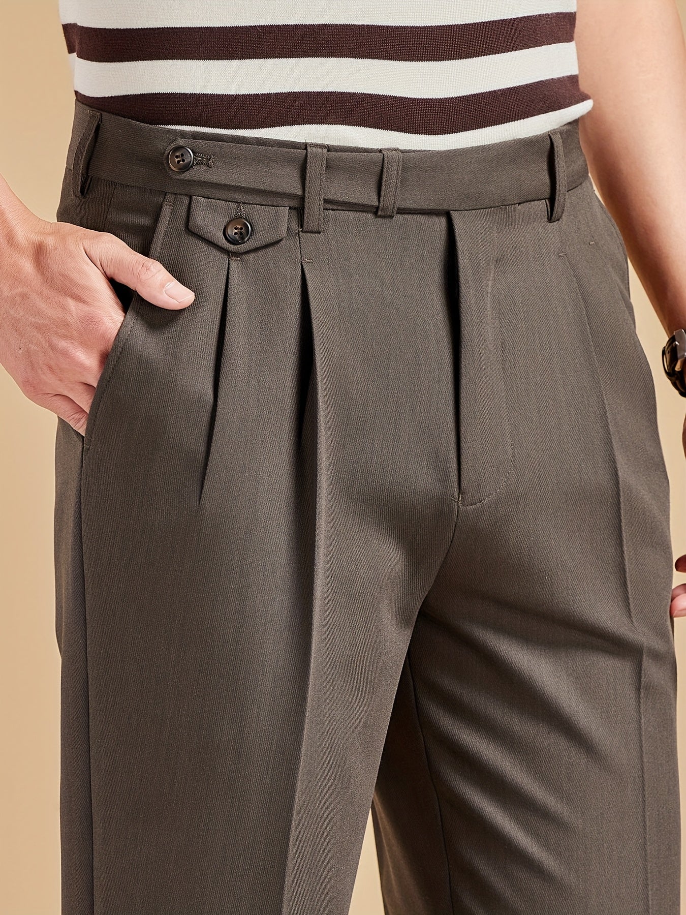 Pantaloni eleganti da uomo stile moderno con pince, taglio dritto, per uso quotidiano o ufficio