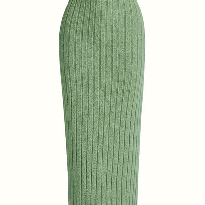 Jupe longue côtelée taille haute pour femme, style casual chic, idéale pour le printemps