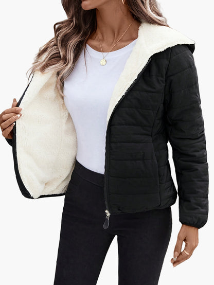 Veste matelassée à capuche pour femme style décontracté hiver chaude