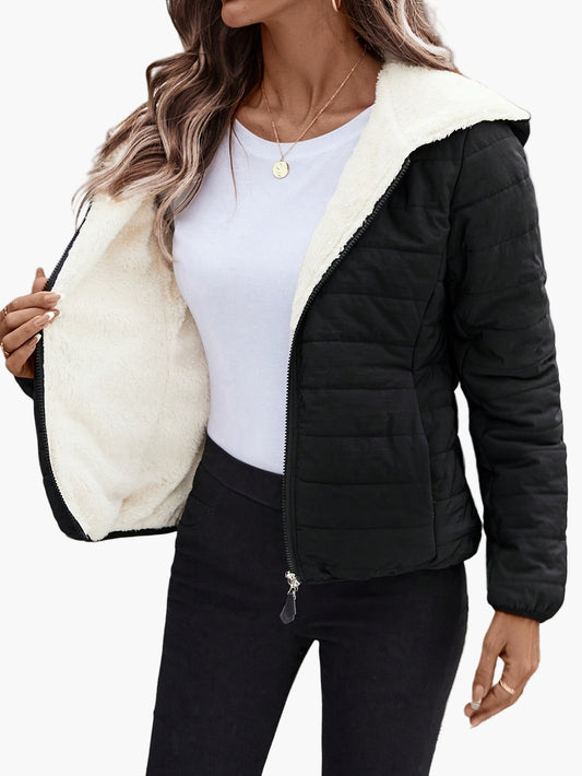 Veste matelassée à capuche pour femme style décontracté hiver chaude